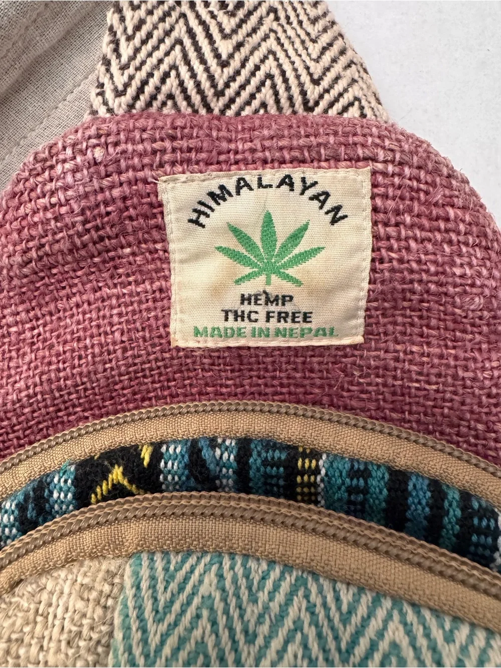 Himalayan Natural Hemp Cotton Sling Bag Crossbody Handcrafted in Nepal